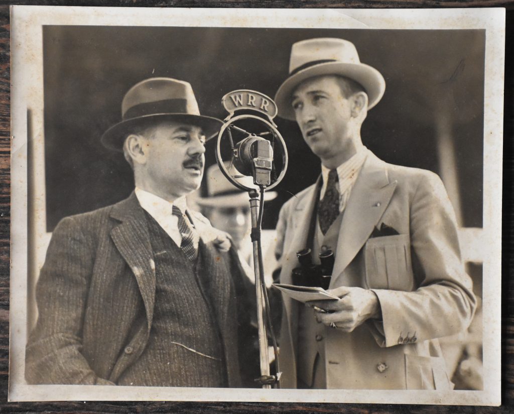 Country Life founder Adolphe Pons (left) in a pre race interview .