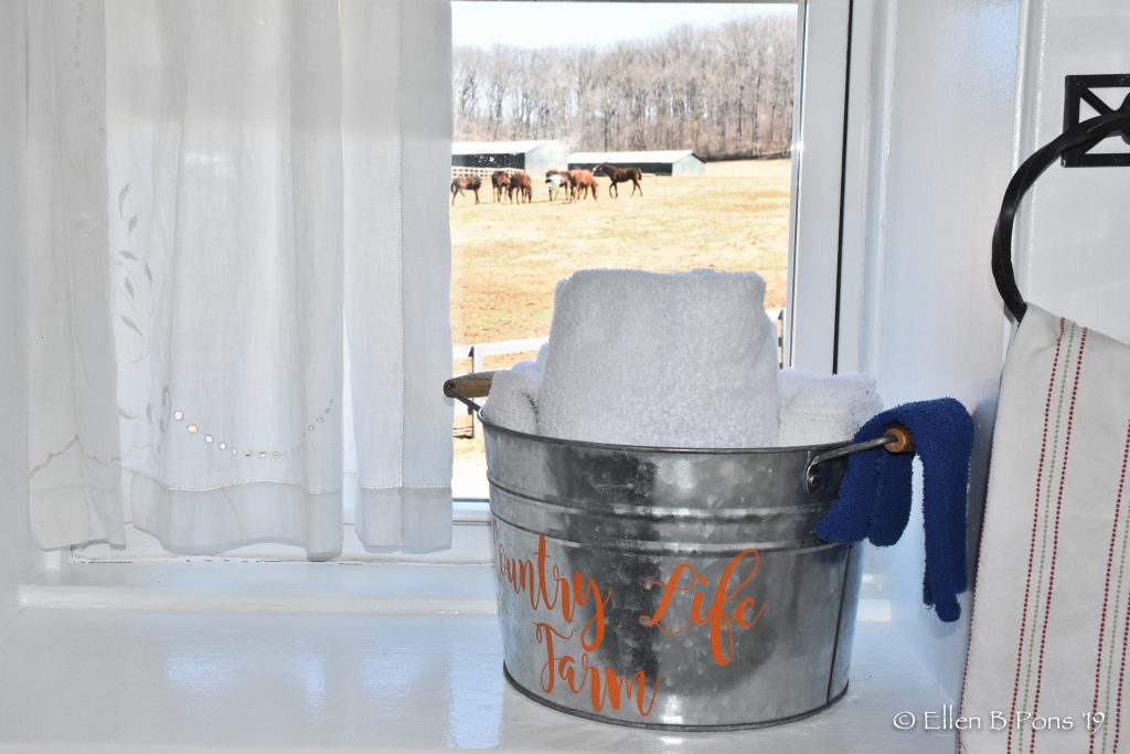 A touch of farm and function in the upstairs bath.