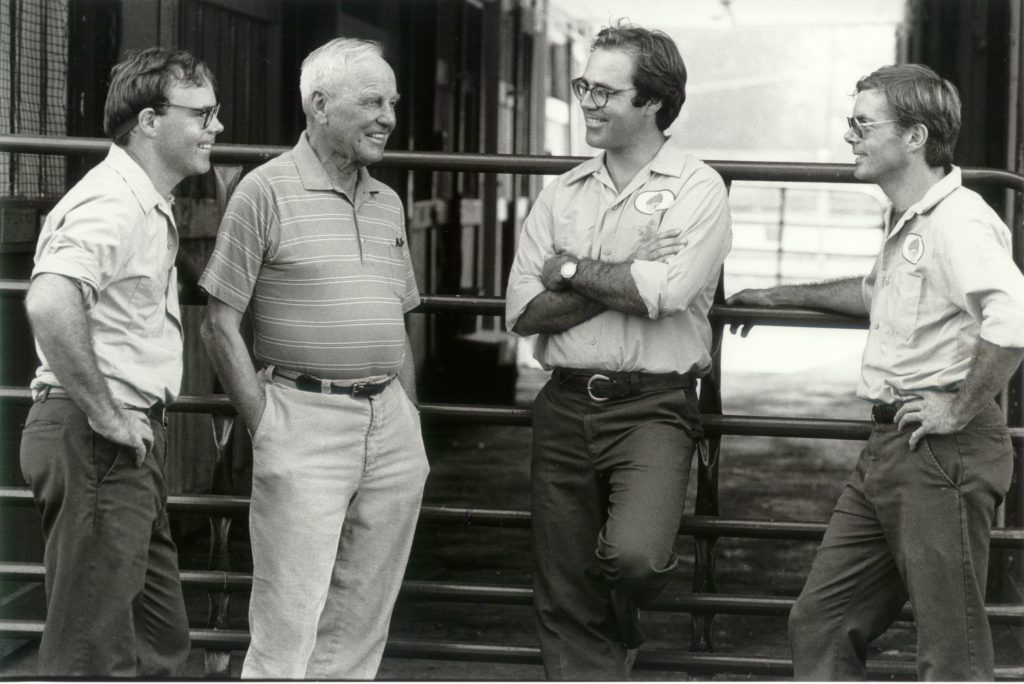 (l-r)  Michael Pons, Stuart Janney, Andrew Pons and Josh Pons . Mr Janney syndicated Assault Landing at stud in 1985.  