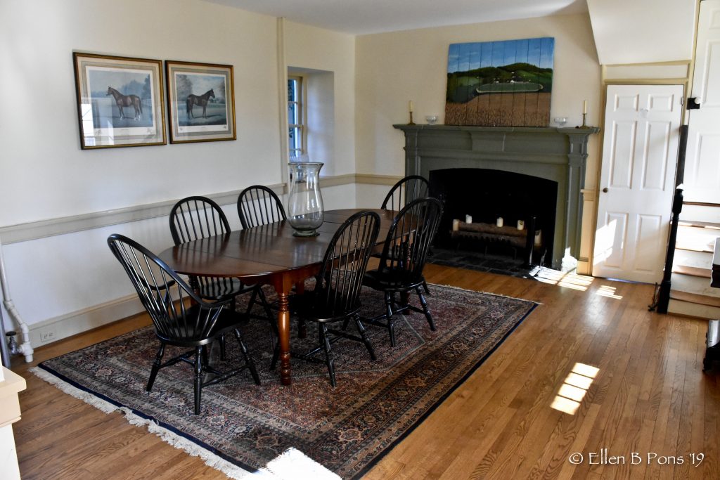 The dining room is a shared space during the day.